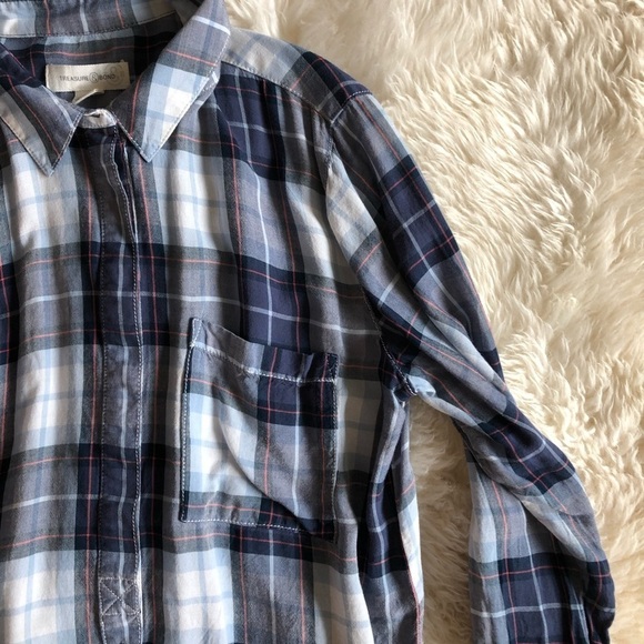 Treasure & Bond Classic Plaid Shirt Blue Small - Picture 8 of 11